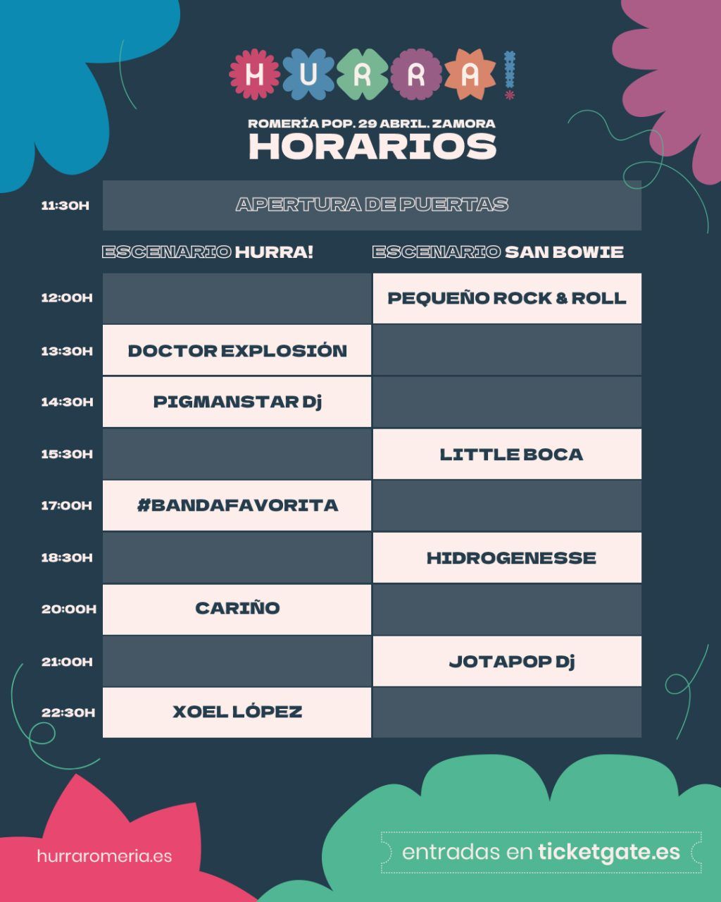 Hurra! Romería Pop - Festival Zamora 2023 - Horario